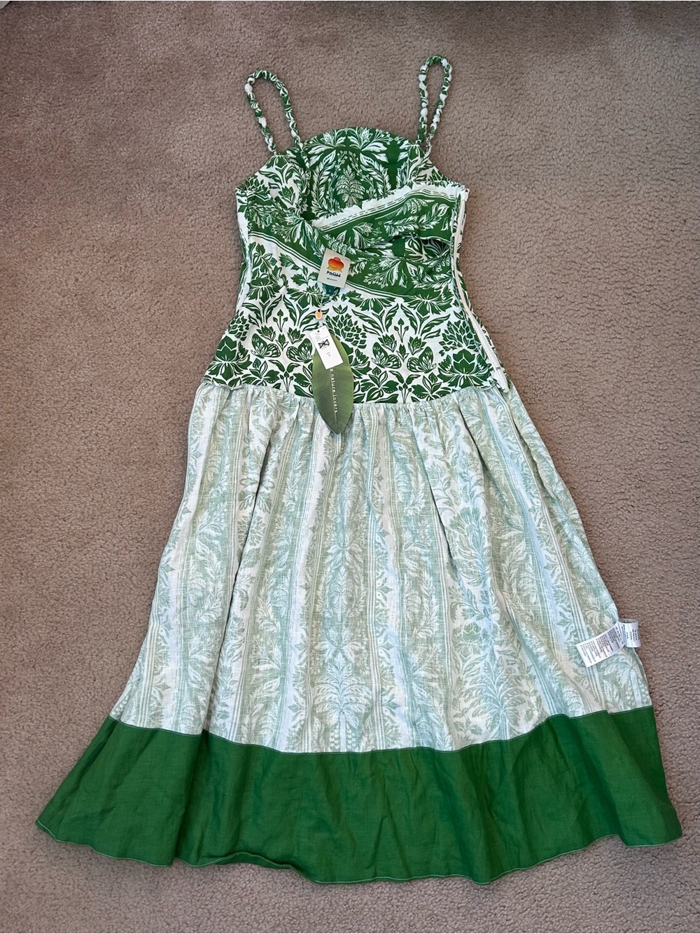 Anthropologie- Farm Rio Delicate Tapestry Midi Green dress - Picture 5 of 10